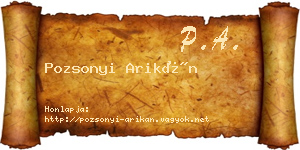 Pozsonyi Arikán névjegykártya